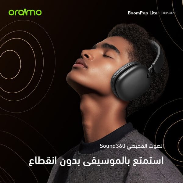 oraimo BoomPop Lite سماعات رأس لاسلكية فوق الأذن بتقنية ENC